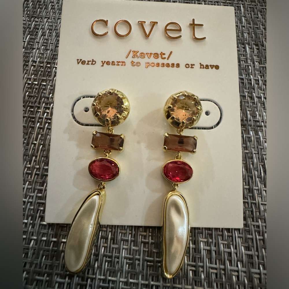 Eve Gold and Red Dangle Earrings